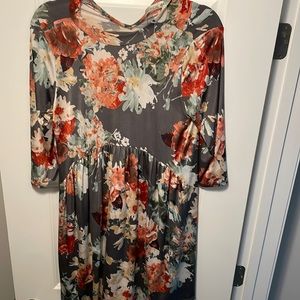 Floral satin like dress
